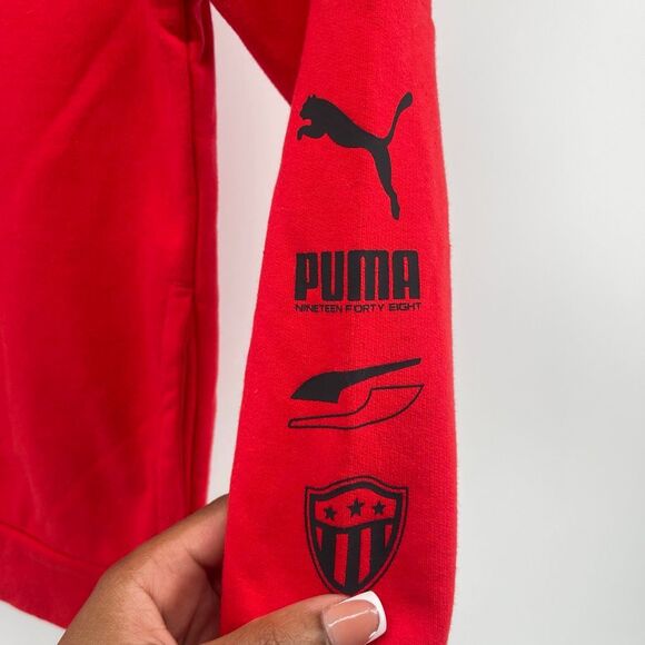 Puma Boys Red Full Zip Hoodie Jacket Size 6 – Soft Fleece Sporty Style - Picture 8 of 14